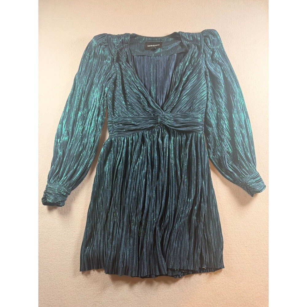 Small SABINA Musayev Shiny Green Boho Winter Party dress